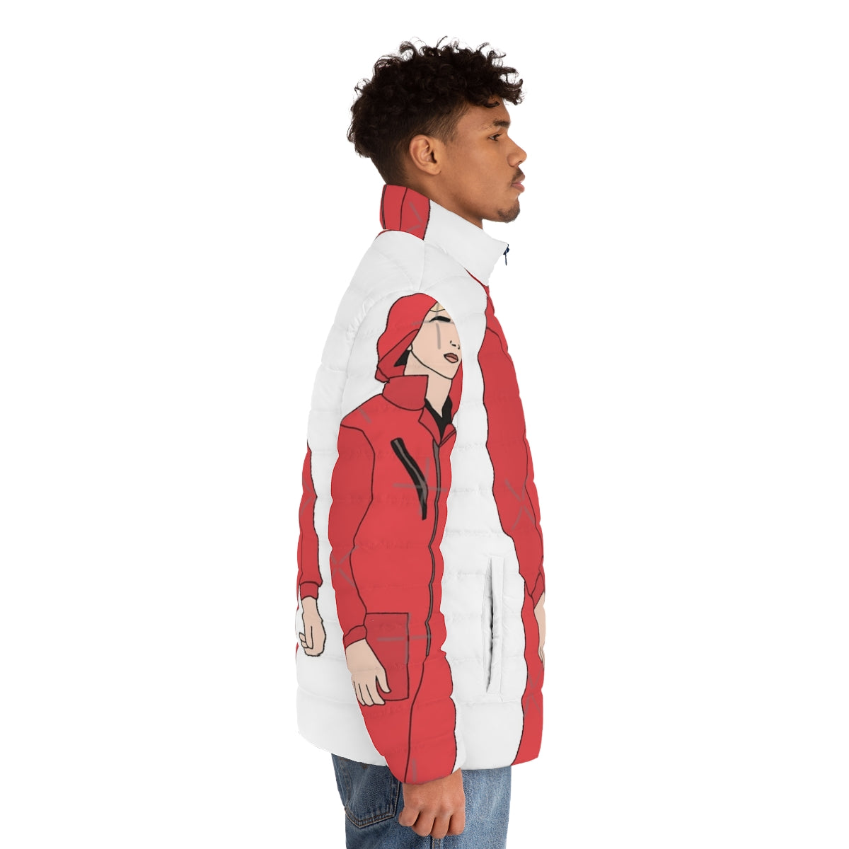 Money Heist Rio Puffer Jacket 4 - Official TV Show Merchandise with Focus Keyword: money heist rio puffer jacket - men side right