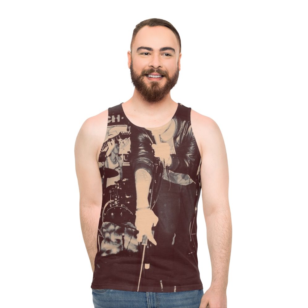 Punk rock unisex tank top with The Skallywags logo - men