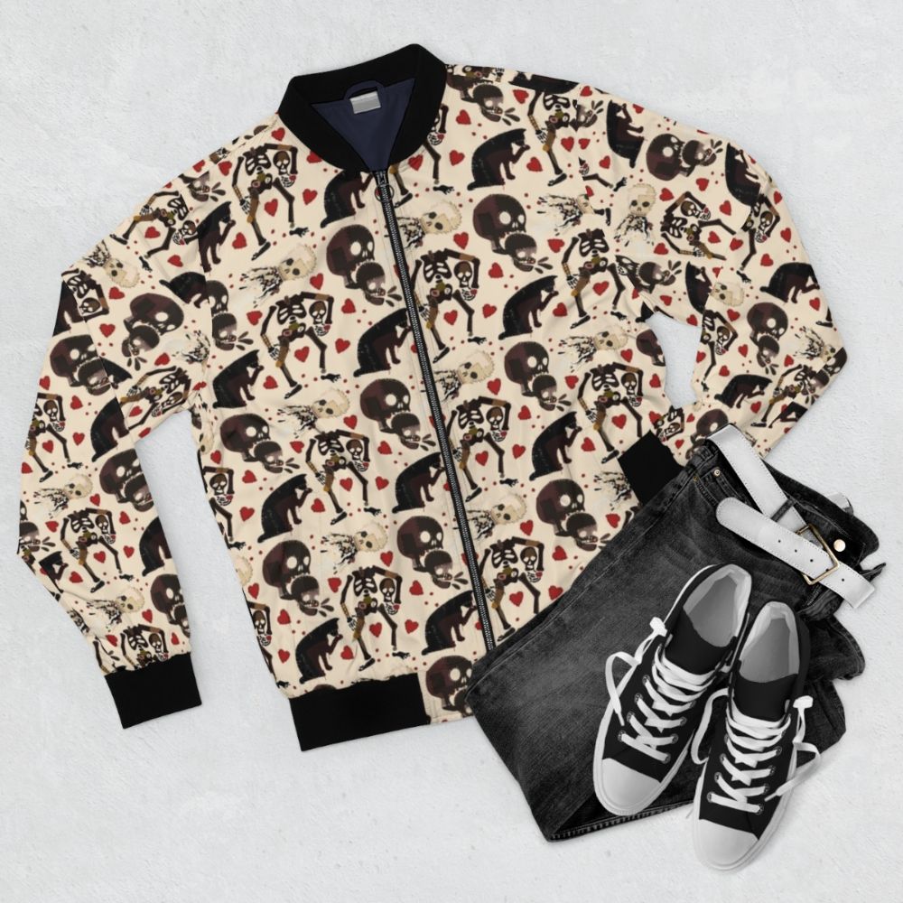 Our Flag(s) Mean Death Bomber Jacket with pirate-inspired design - Flat lay