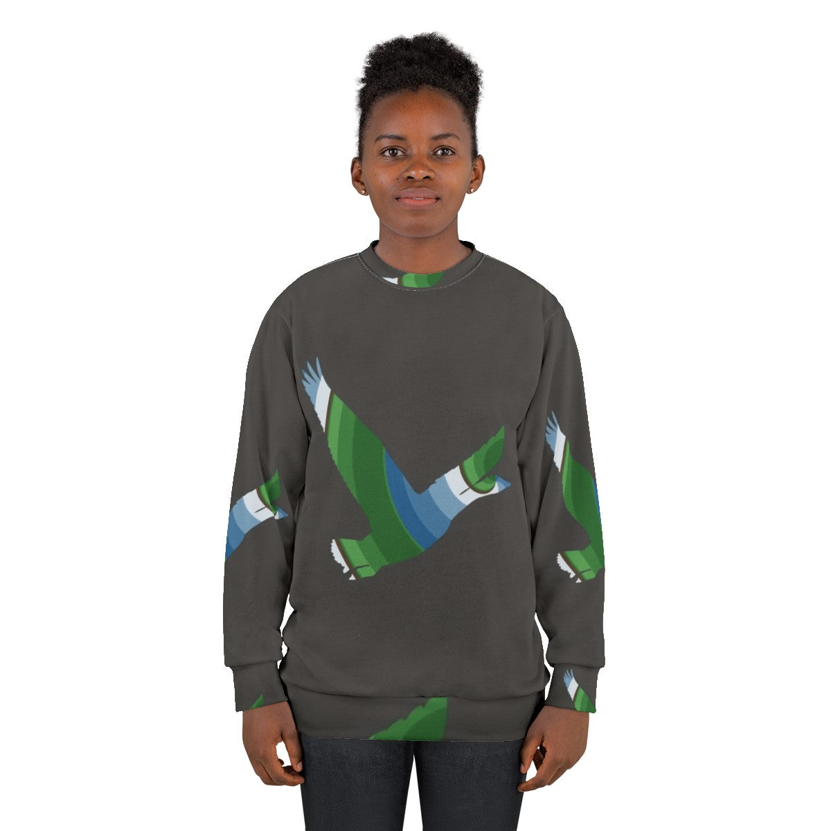 Legendary Goose Sweatshirt with Colorful Abstract Animal Art Design - women