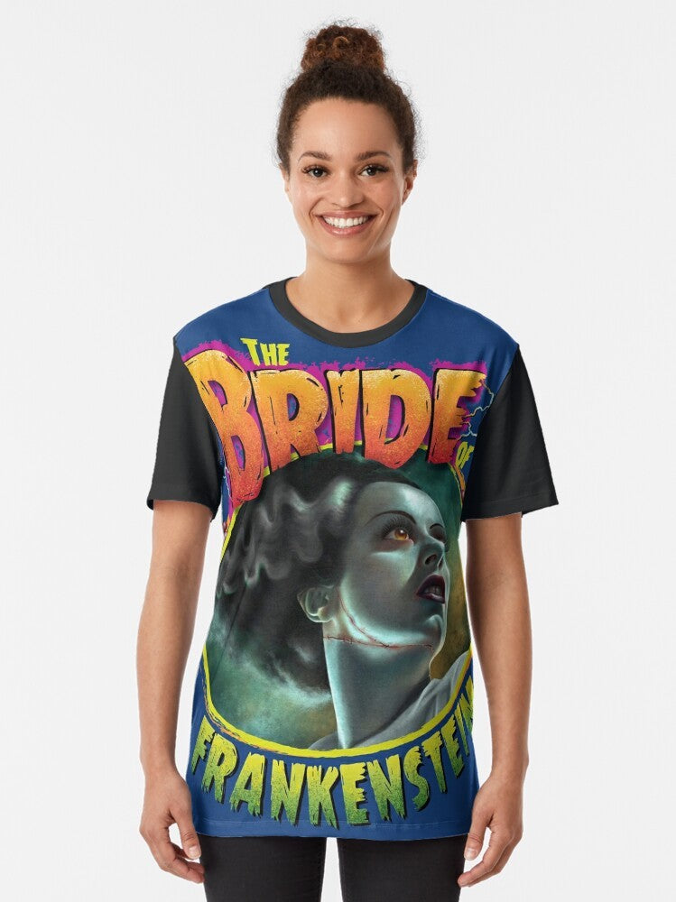 The Bride of Frankenstein classic monster graphic t-shirt featuring Elsa Lanchester and Boris Karloff - Women