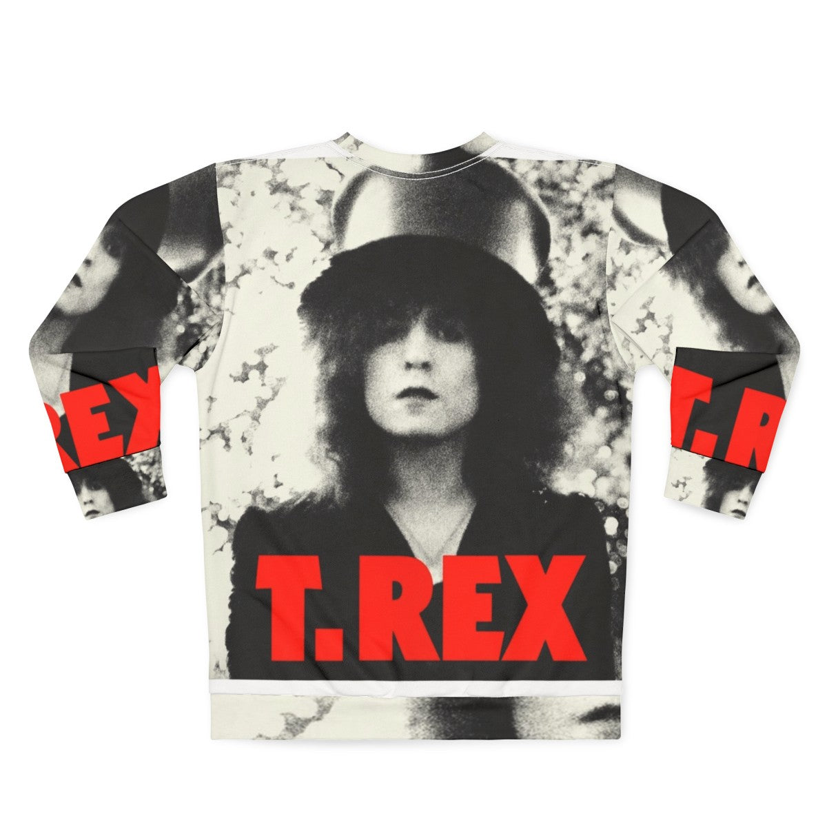 Retro T Rex Sweatshirt featuring the iconic glam rock style of Marc Bolan and T Rex - Back