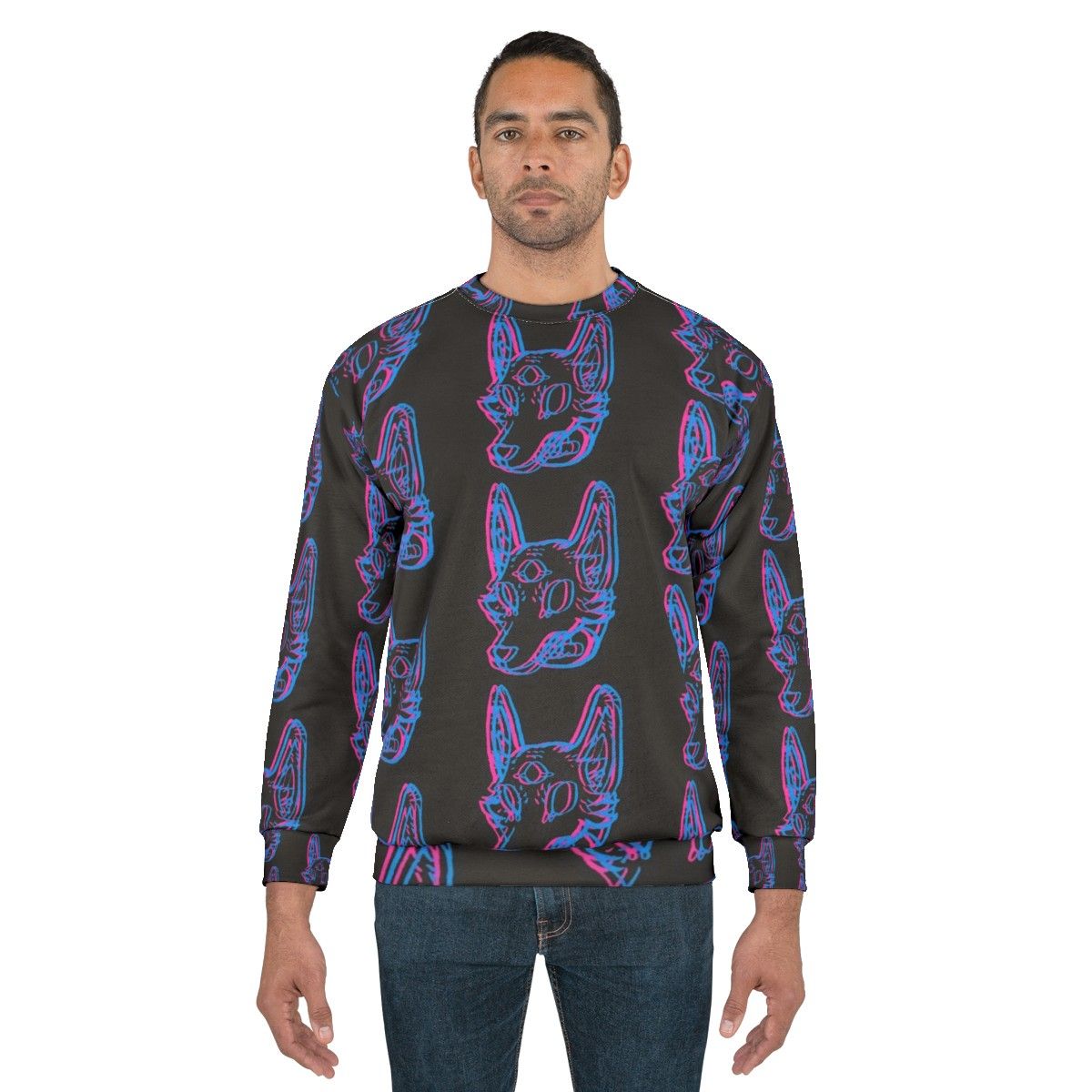 Neon Pastel 3D Space Coyote Sweatshirt - men