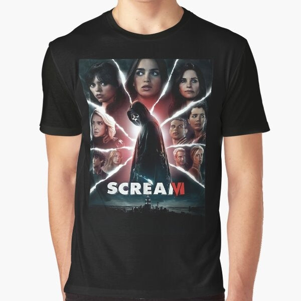 Scream VI Movie T-Shirt featuring Ghostface, the iconic horror movie villain