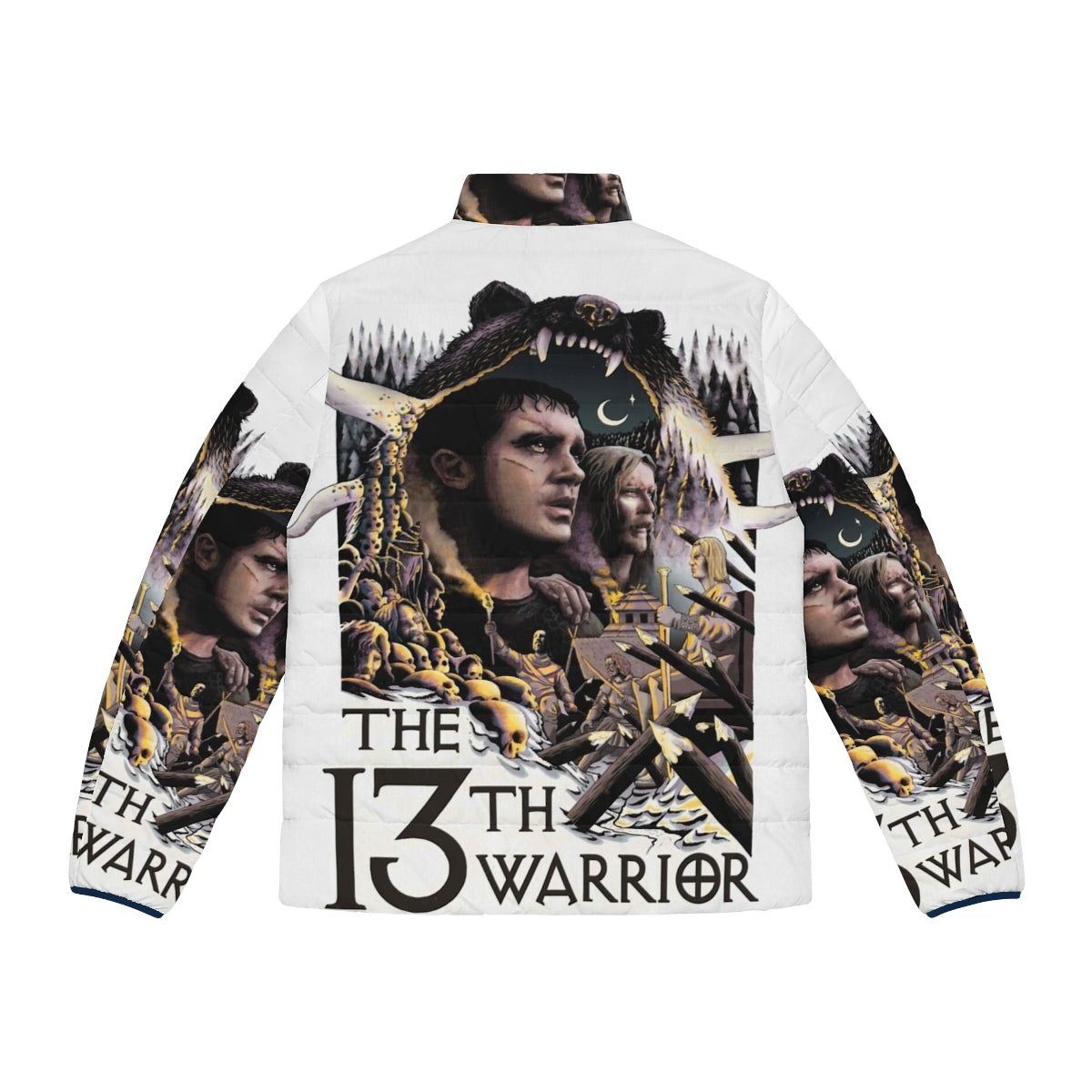 13th Warrior Men's Puffer Jacket with focus keyword "13th warrior puffer jacket" - Back