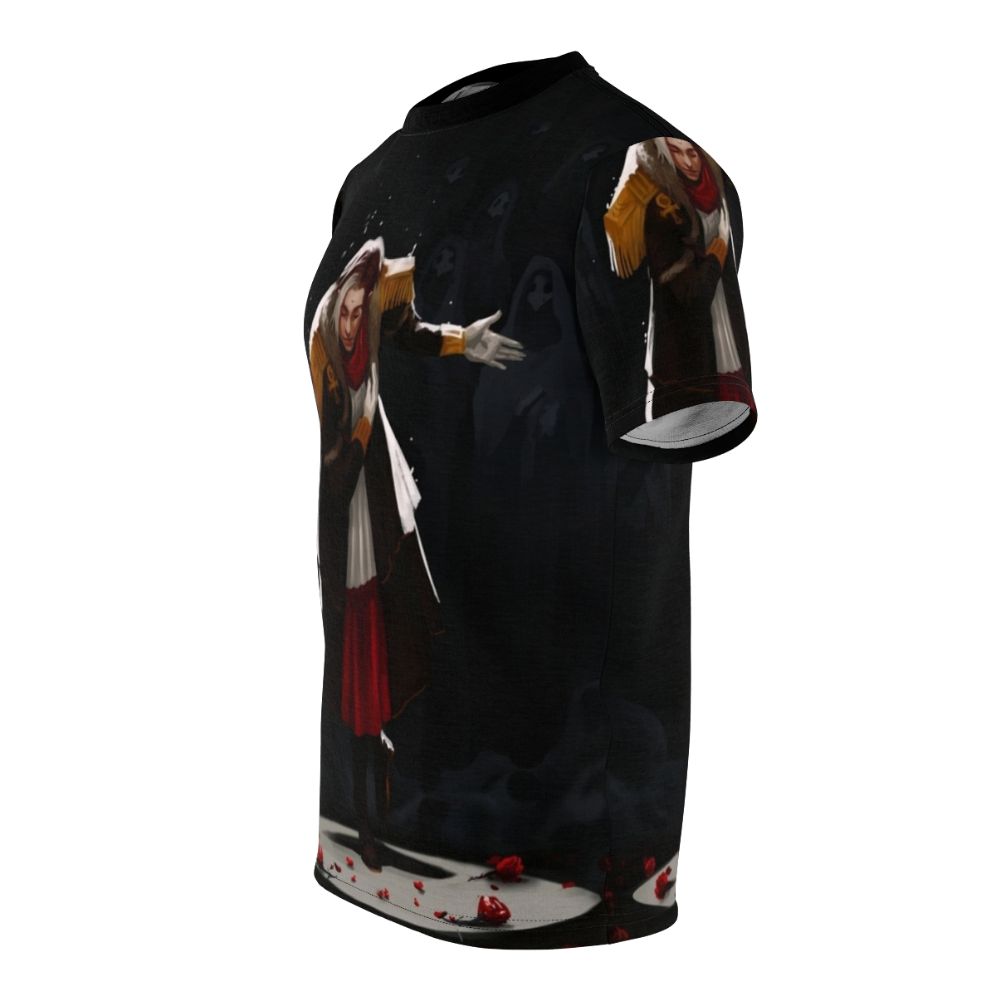 Fantasy art featuring Ascian characters from Final Fantasy XIV on a high-quality all-over print t-shirt. - men left