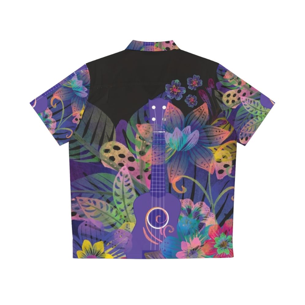 Ukulele-inspired Hawaiian shirt with colorful floral design - Back