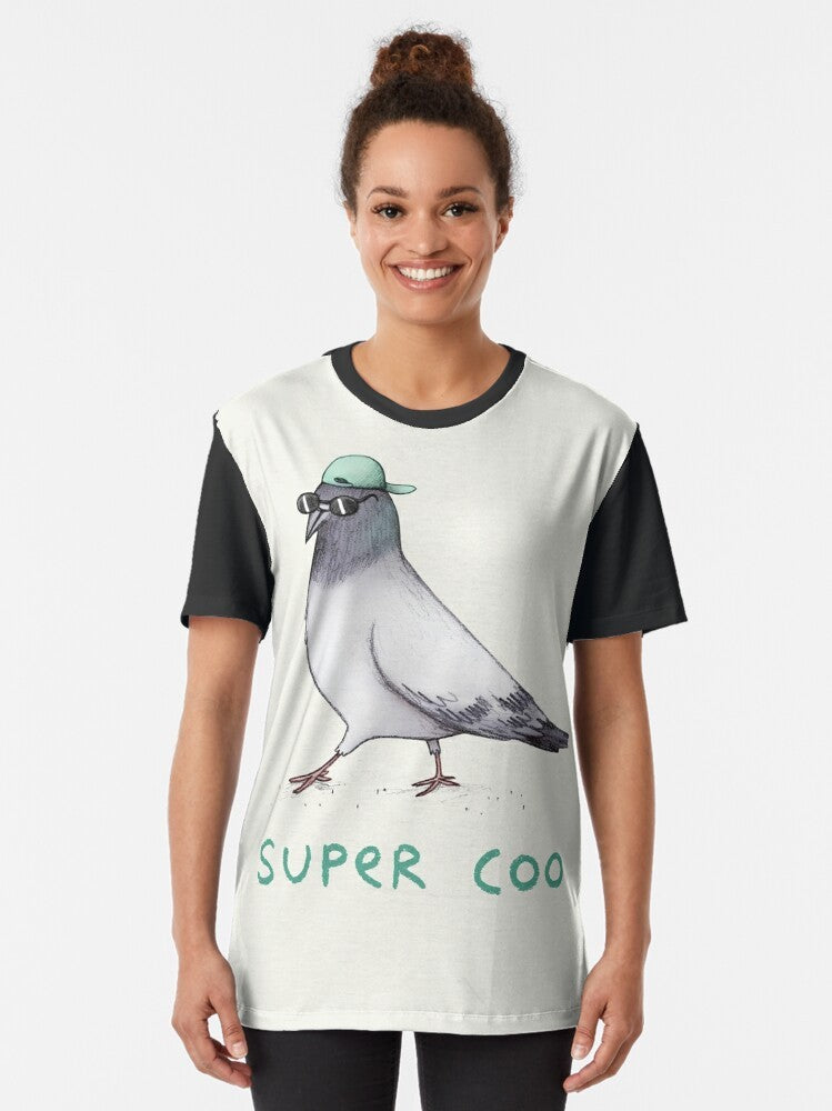 Super Coo Cool Graphic T-Shirt with Cute Bird or Pigeon Design - Women