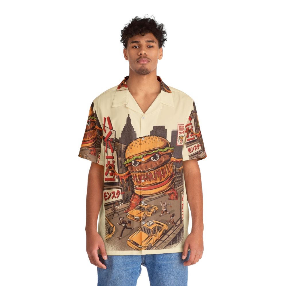 Burgerzilla cartoon character hawaiian shirt - People Front