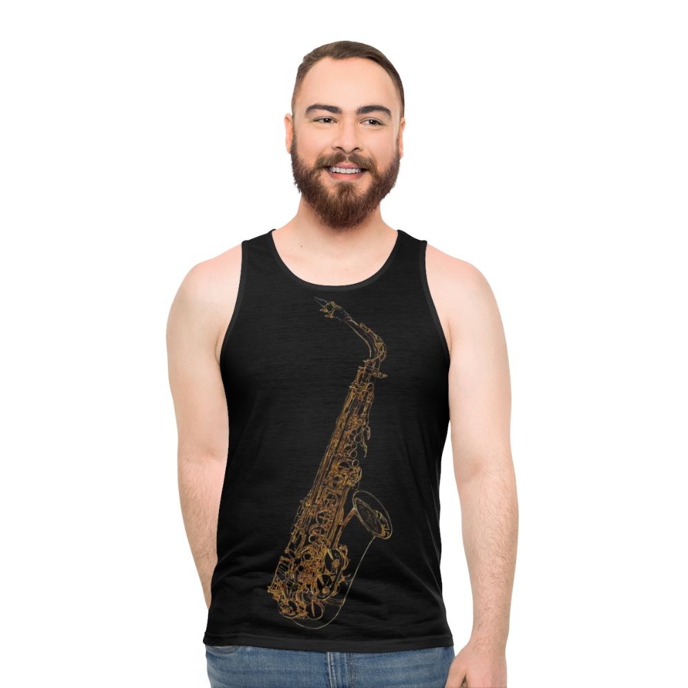 Saxophone Jazz Blues Art Design Unisex Tank Top - men