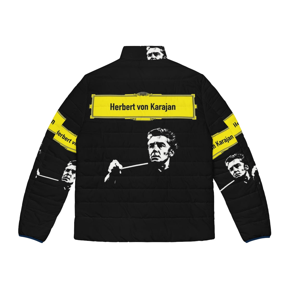 Herbert Von Karajan Puffer Jacket with Classical Music Instruments - Back