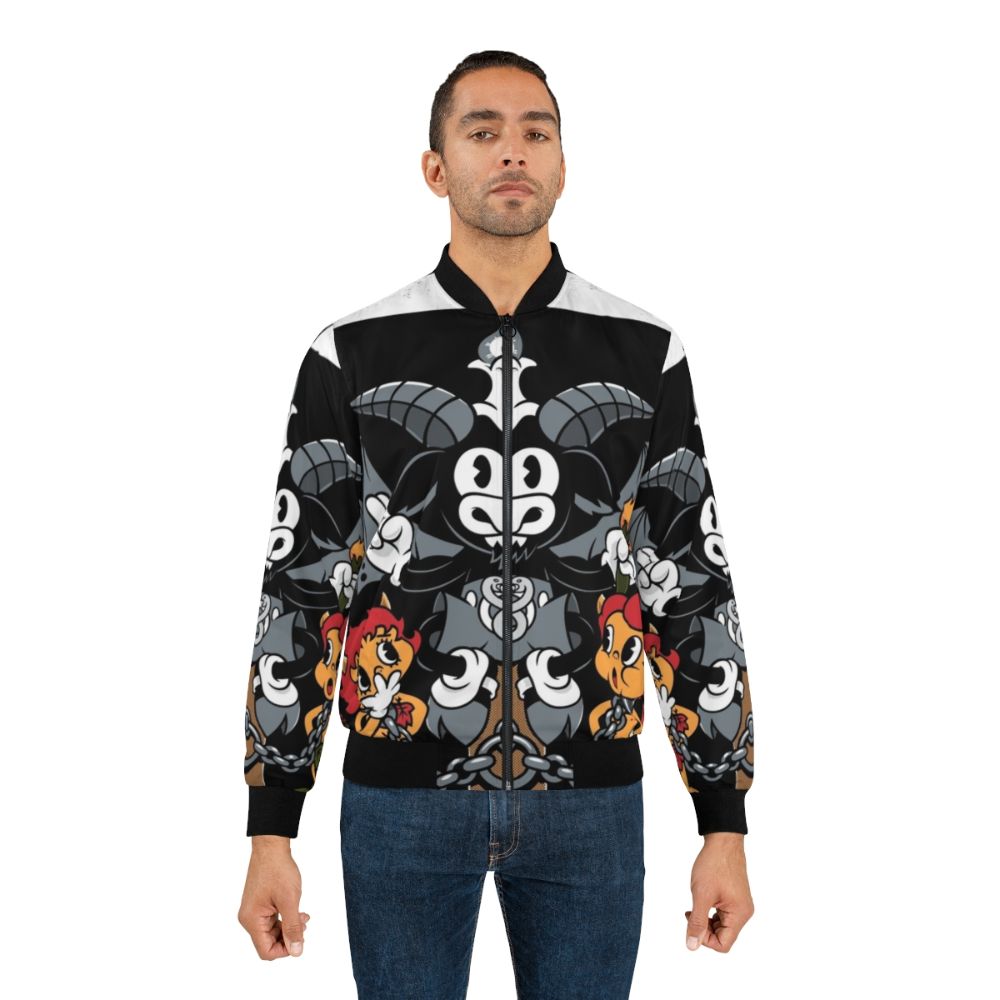 Vintage tarot devil baphomet bomber jacket with retro design - Lifestyle