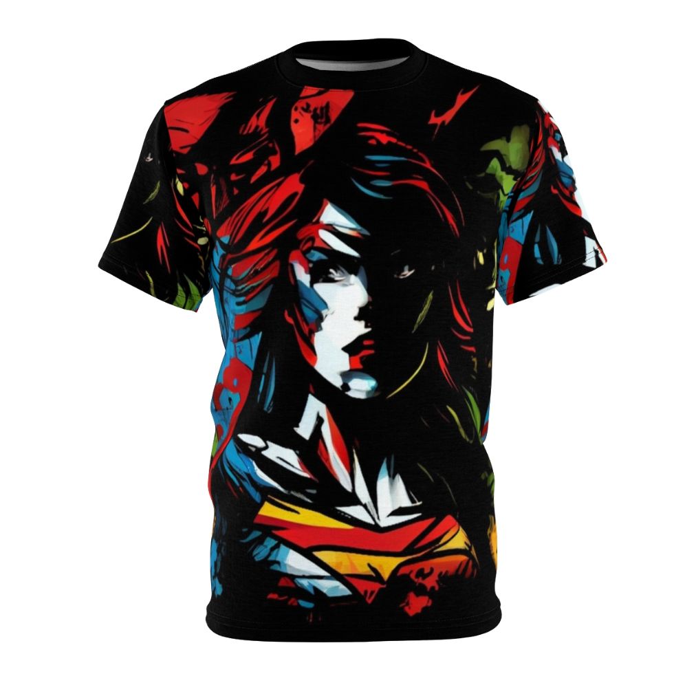 Superhero graphic t-shirt with all-over print design