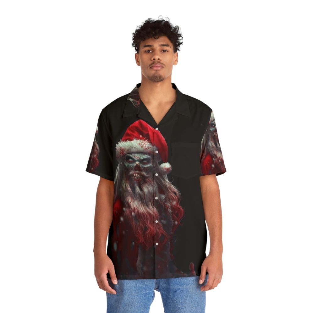 Zanta Claws Zombie Santa Hawaiian Christmas Shirt - People Front