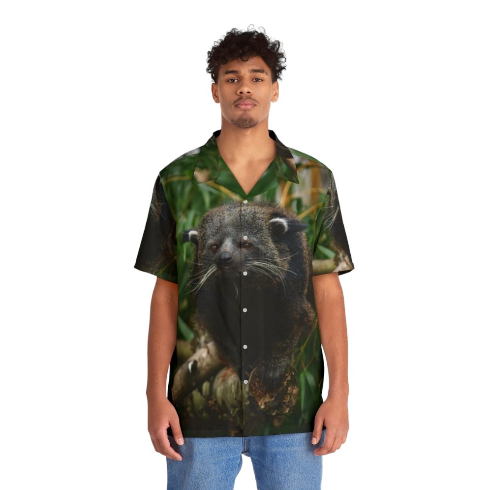 Binturong Hawaiian shirt featuring a rare and exotic bearcat animal - People Front