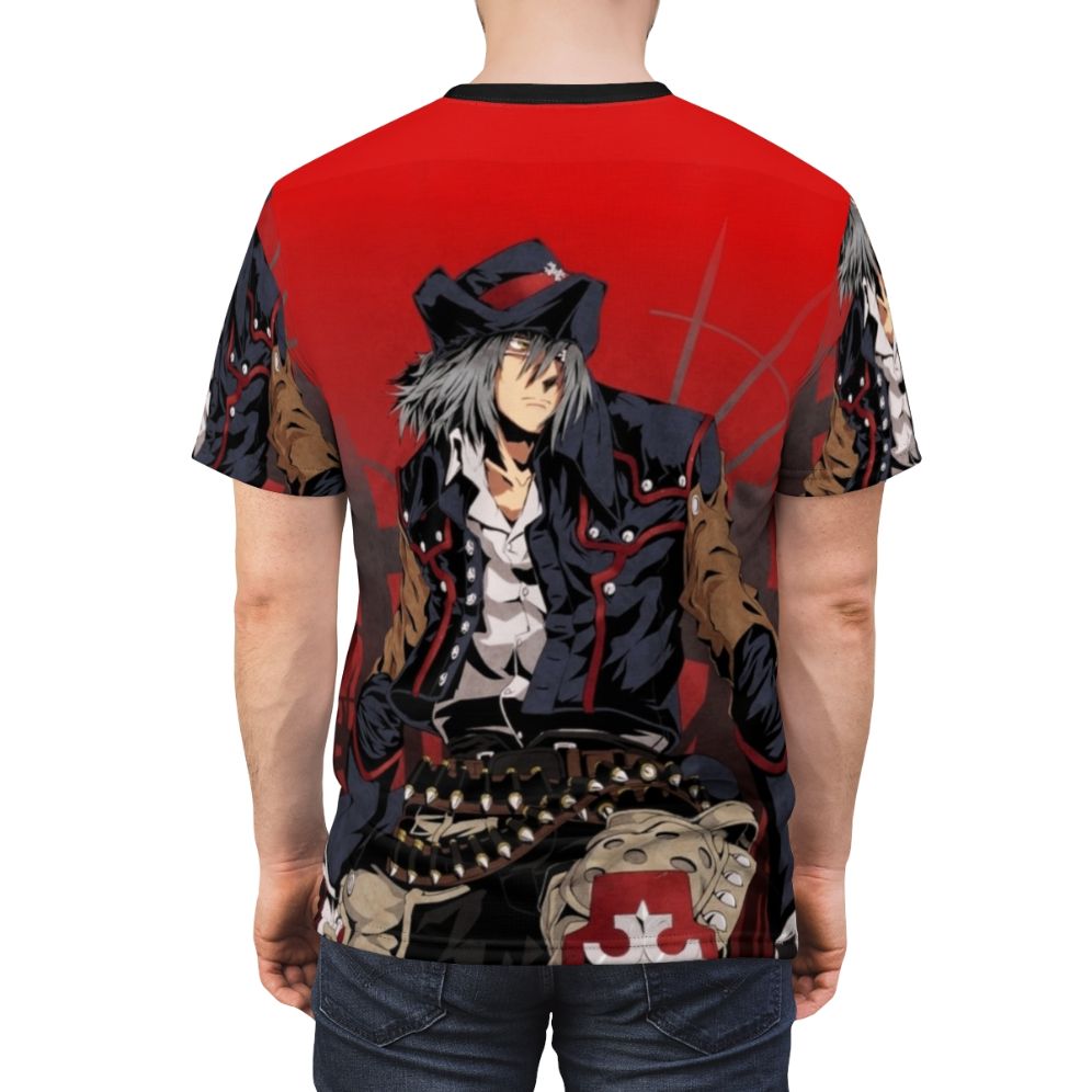 Gungrave inspired fan art design on a quality print-on-demand t-shirt - men back