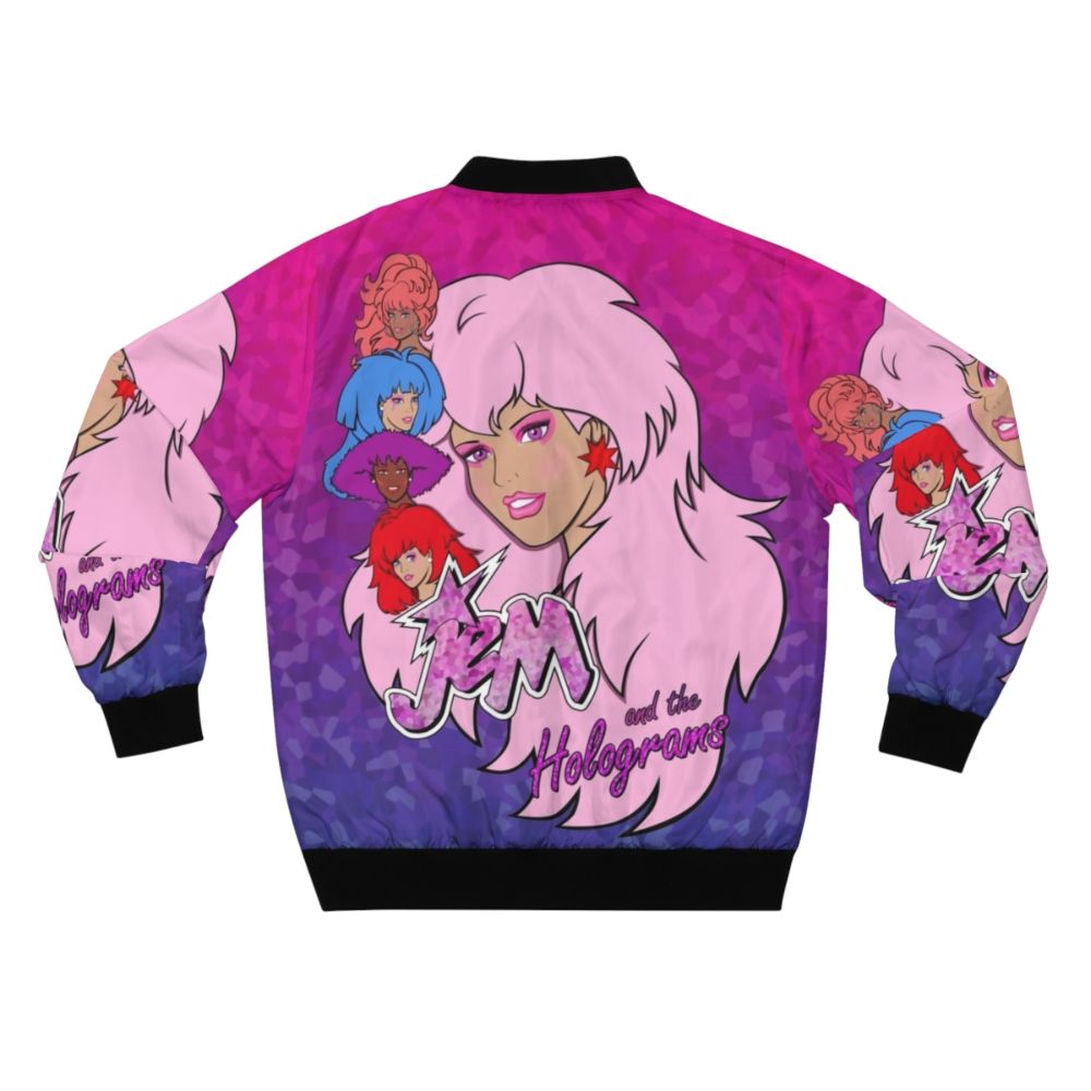 Vibrant 80s-inspired Jem and the Holograms bomber jacket with bold graphics - Back