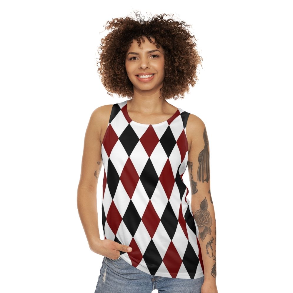 Unisex harlequin diamond pattern tank top - women