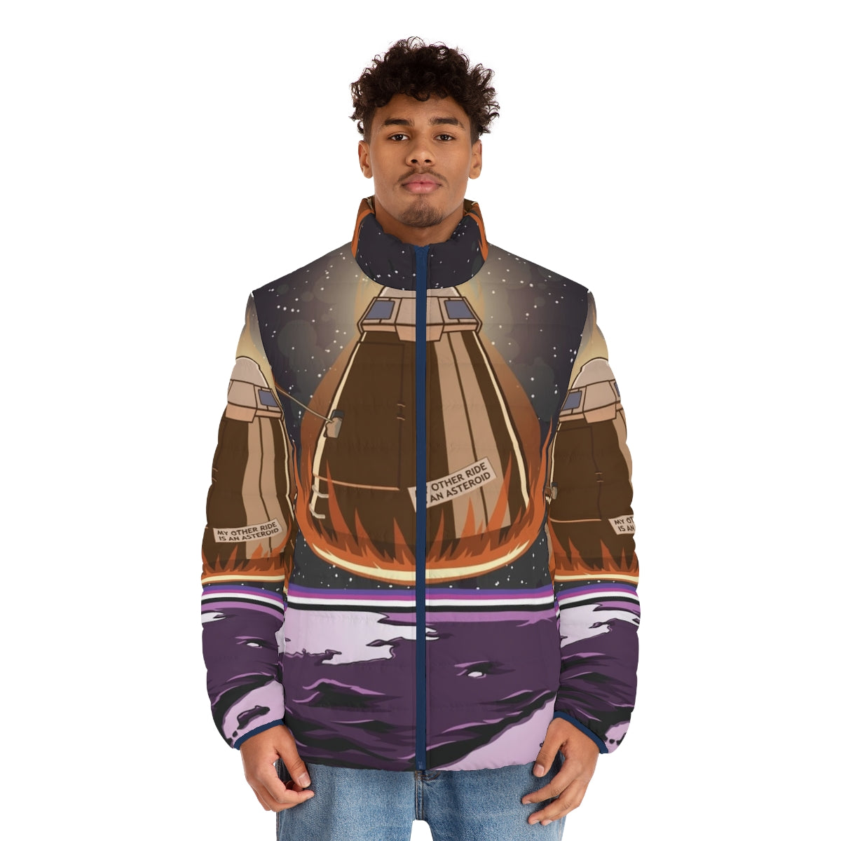 Kamping Wide Puffer Jacket - Kerbal Space Program inspired apparel with space, rocket, and exploration graphics - men front