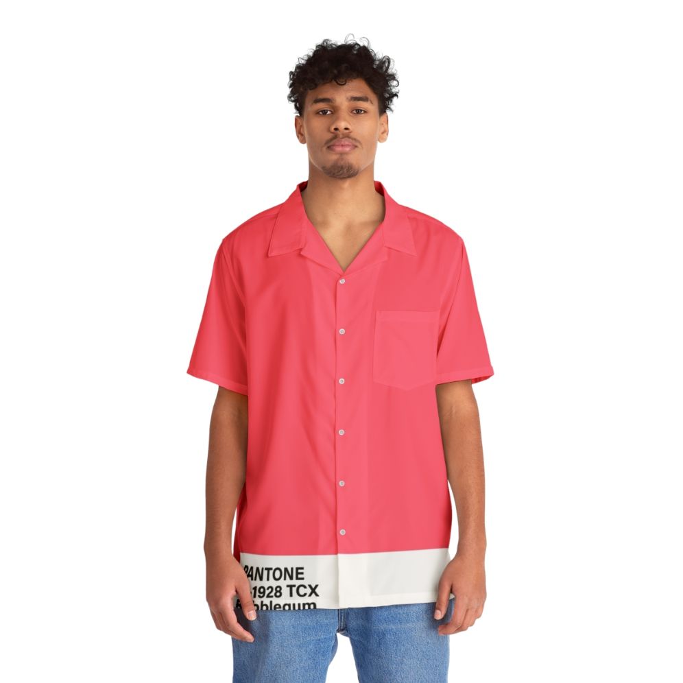 Bubblegum pink Hawaiian shirt with Pantone 17 1928 TCX color - People Front