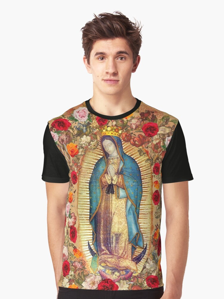 Our Lady of Guadalupe Virgin Mary Catholic Mexico Graphic T-Shirt - Men