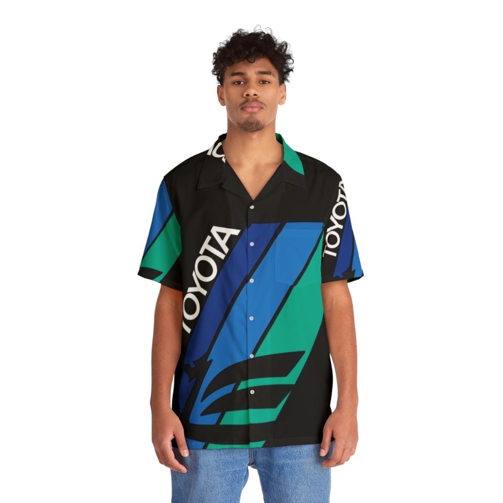 Blue Stripes Dragon Hawaiian Shirt - People Front