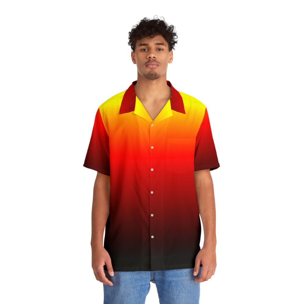 Ombre Sunset Hawaiian Shirt with Gradient Colors - People Front