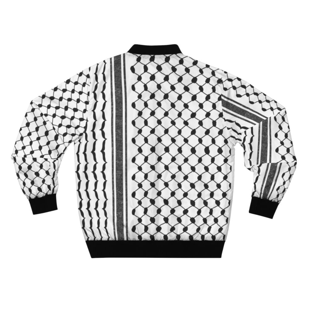 Hattah (Keffiyeh) Bomber Jacket with Palestinian Handala Design - Back