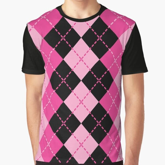 Retro argyle pink graphic pattern t-shirt
