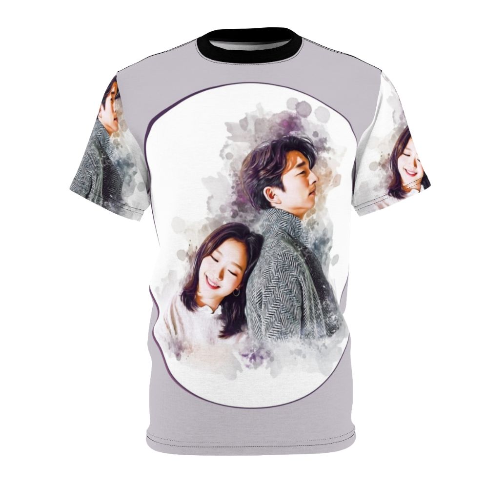 An AOP t-shirt design featuring elements from the popular Korean drama "Goblin" or "The Lonely and Great God".