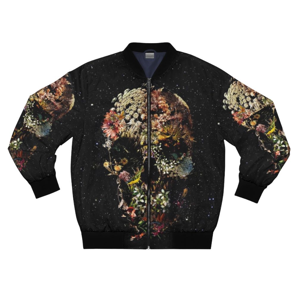 Skull and floral pattern bomber jacket