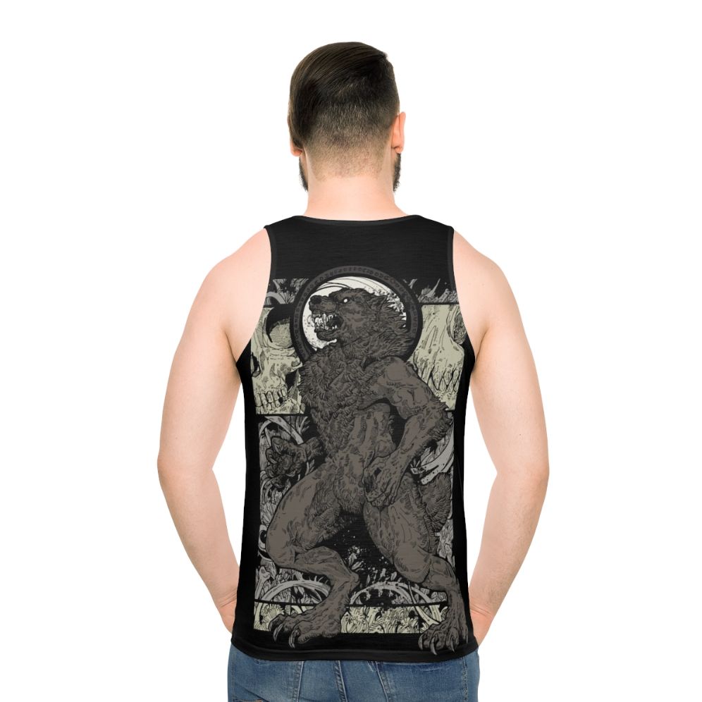 Unisex werewolf wolf skull ritual tank top - men back