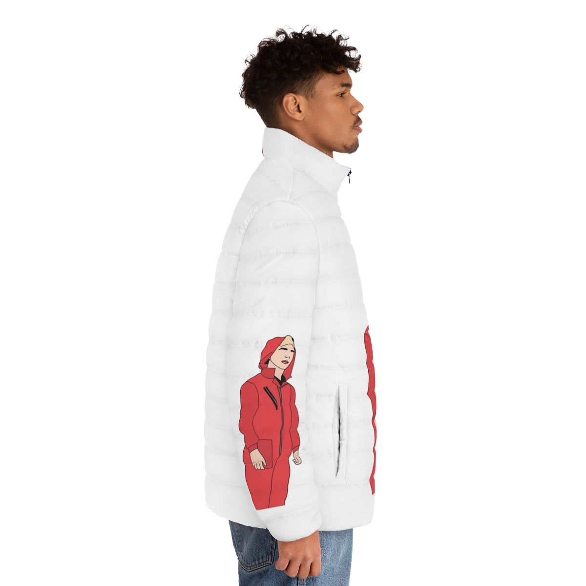 Money Heist Rio Puffer Jacket with Bella Ciao Patch - men side right