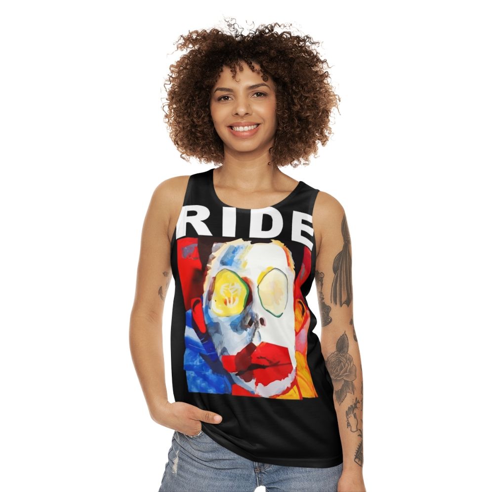 Unisex tank top with a spooky and absurd design for horror fans - women