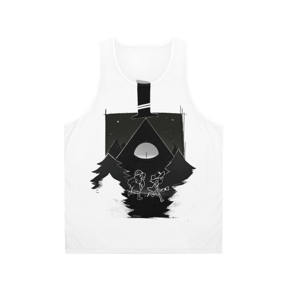 Gravity Falls inspired unisex tank top featuring Dipper, Mabel and Bill Cipher