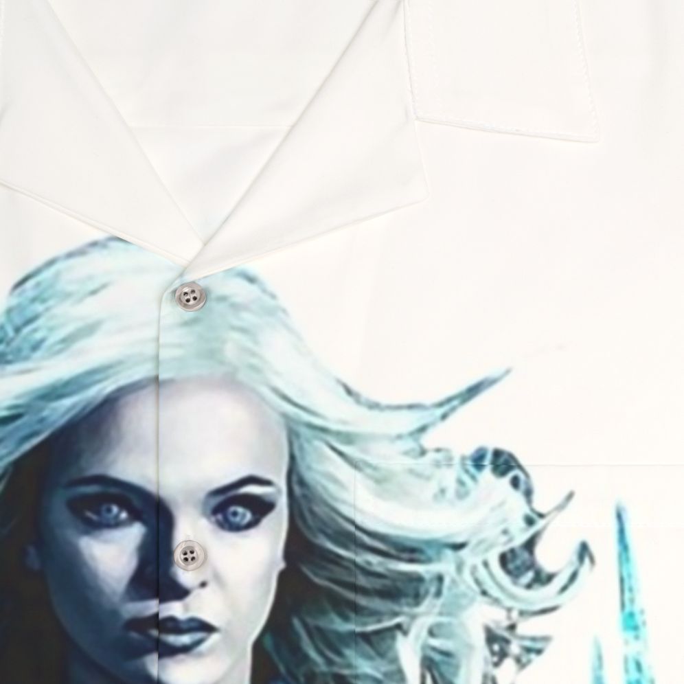 Killer Frost inspired Hawaiian shirt with frost-themed design - Detail