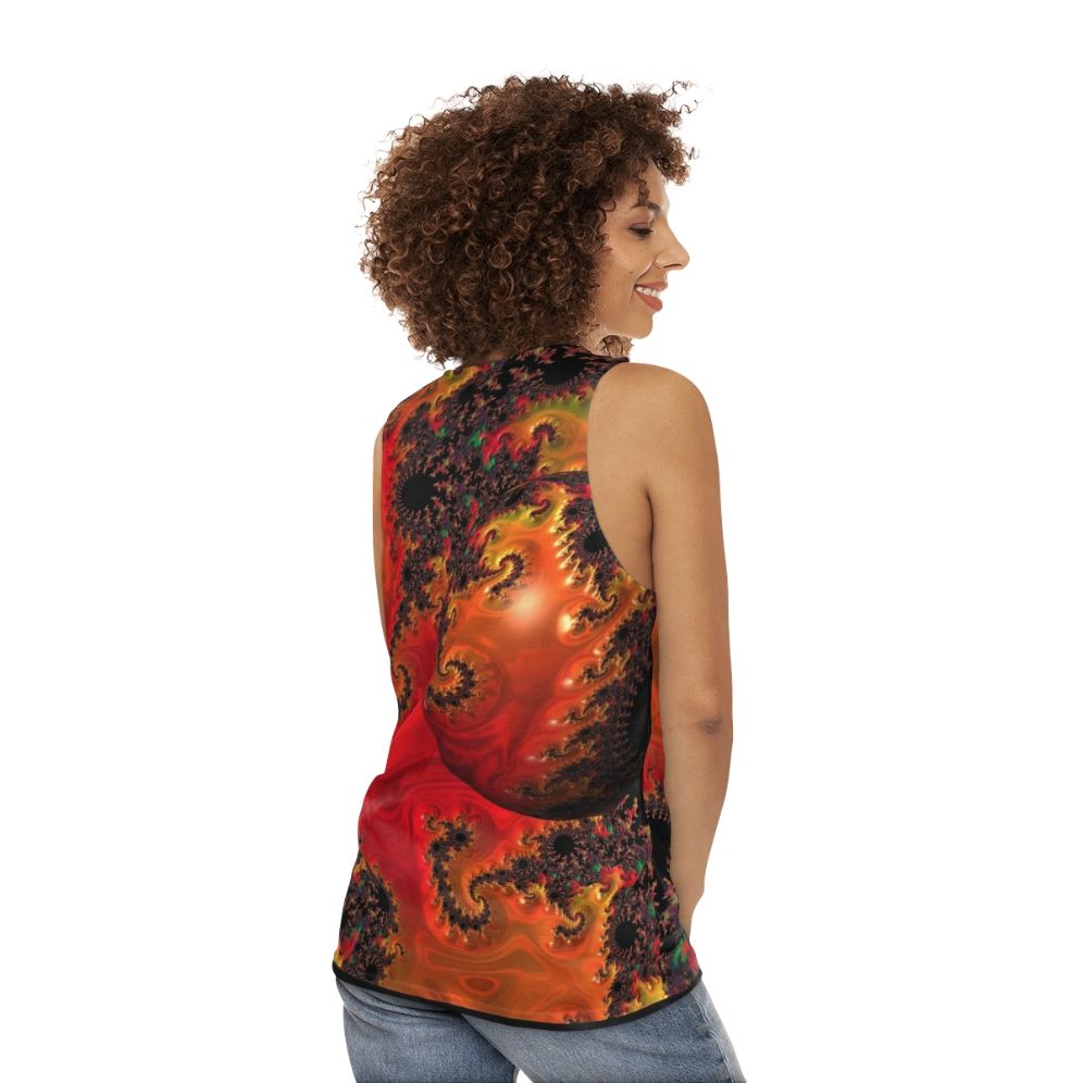 Geometric sphere unisex tank top with vibrant abstract art - women back