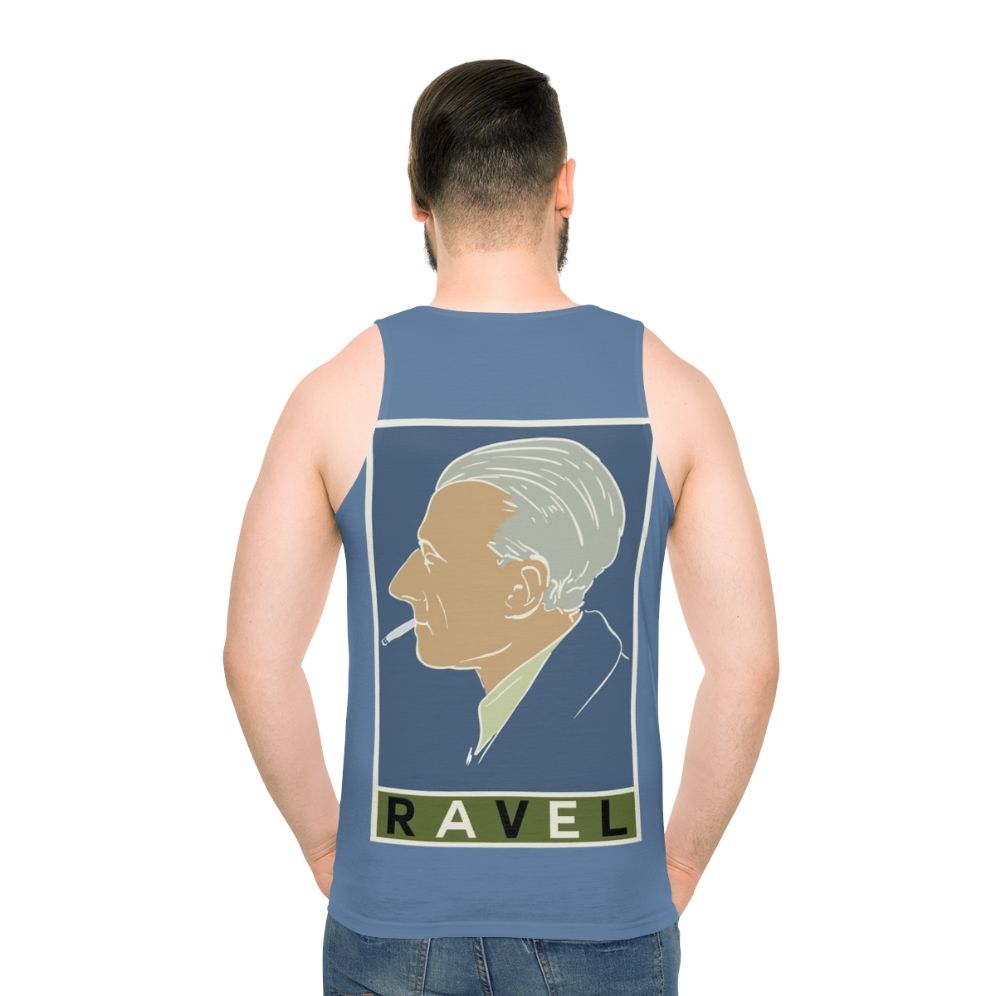 Maurice Ravel Unisex Tank Top with Vintage Classical Music Design - men back