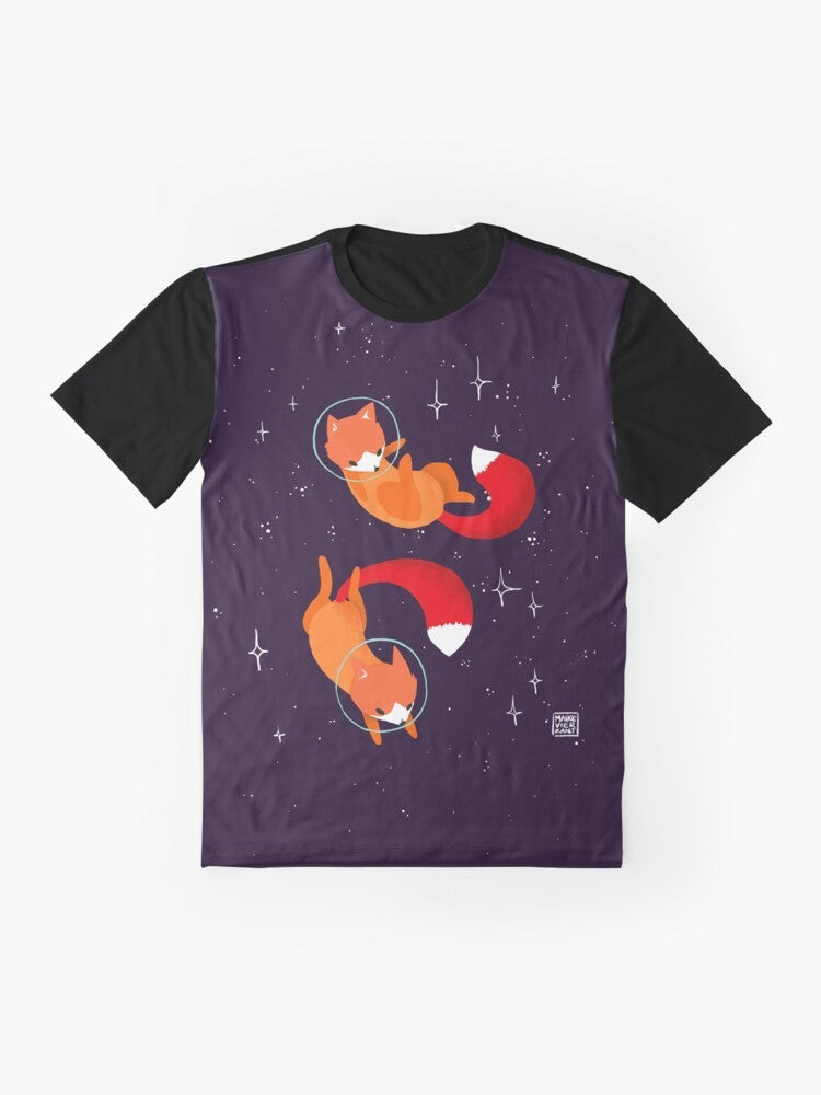 Adorable space foxes design in a cosmic, starry background - Flat lay