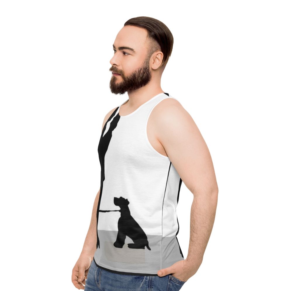 Unisex tank top with "The Thin Man" movie silhouette design - men side