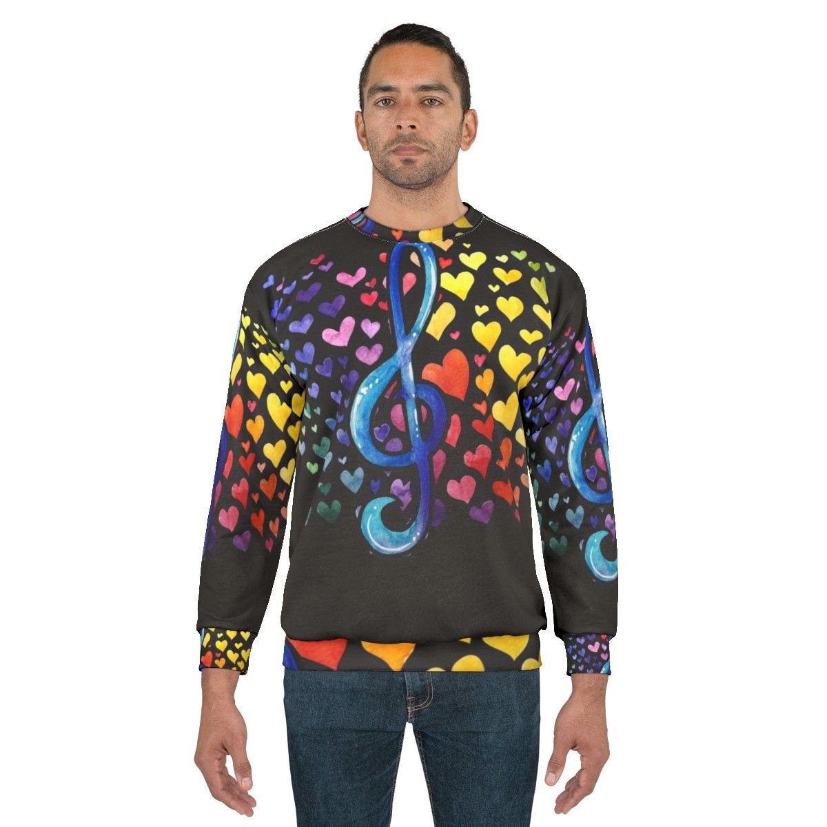 Colorful music love sweatshirt with rainbow design - men