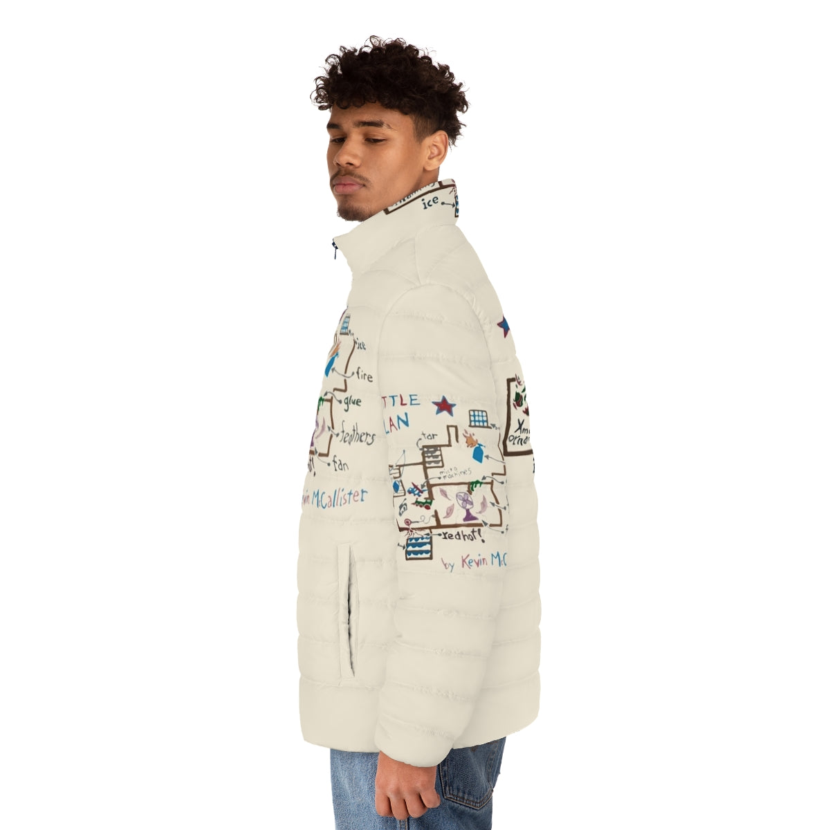 Puffer jacket inspired by the movie Home Alone and the character of Kevin McCallister - men side left