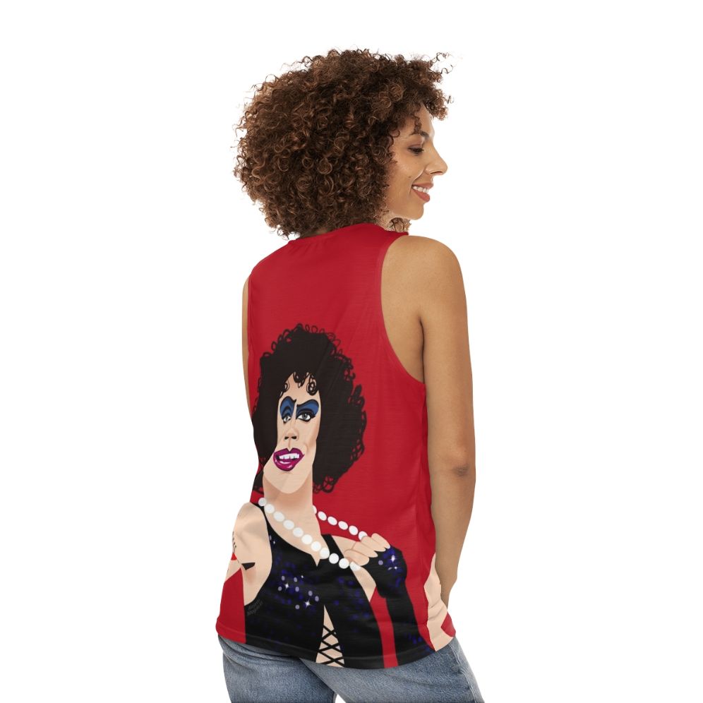 Antici Pation Unisex Tank Top Graphic Tee - women back