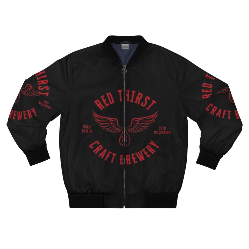 Warhammer 40K Red Thirst Craft Brewery Bomber Jacket with Blood Angels and Space Marines design