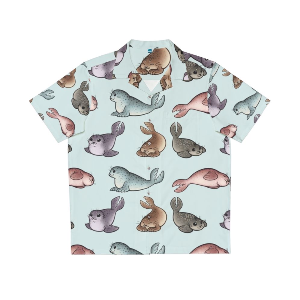 Tropical Hawaiian shirt with cute seal print design