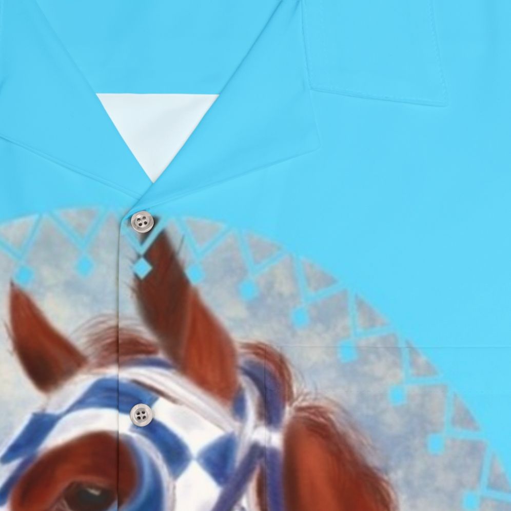 Secretariat Hawaiian Shirt with Horse Racing Artwork - Detail