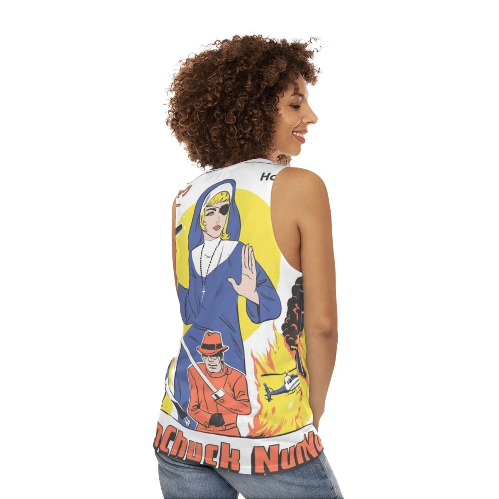 Nunchuck Nun 2 Unisex Pop Culture Parody Tank Top - women back