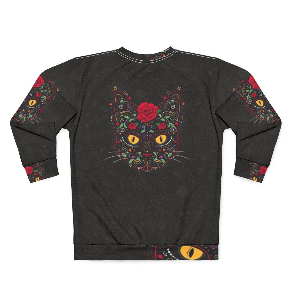 Day of the Dead Kitty Cat Sugar Skull Sweatshirt - Back