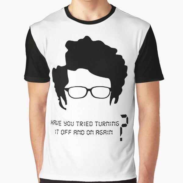 "The IT Crowd" graphic t-shirt featuring Moss's most famous phrase from the popular comedy series.