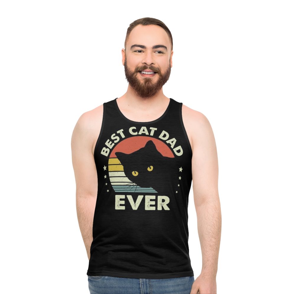 Vintage Best Black Cat Dad Ever Unisex Tank Top - men